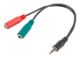 Lanberg AD-0023-BK Adaptador Jack estéreo 3,5mm macho a 2x Jack 3,5mm hembra Negro