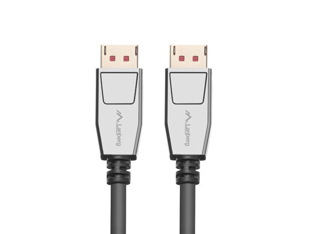 Lanberg CA-DPDP-20CU-0010-BK Cable DisplayPort 1.4 de 1 m Negro y Plata