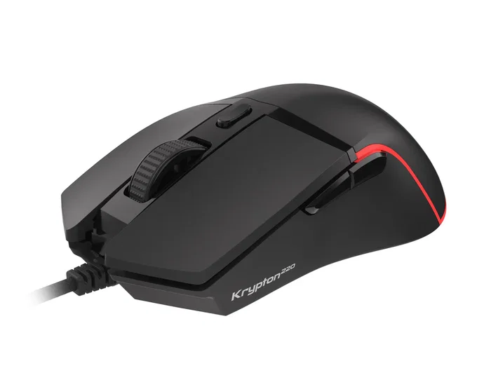 Genesis Krypton 220 Ratón Gaming Óptico para Mano Derecha, Cable USB Tipo A, 6400 DPI, 6 Botones Programables, Iluminación RGB PRISMO, Software para Macros, Diseño Ergonómico