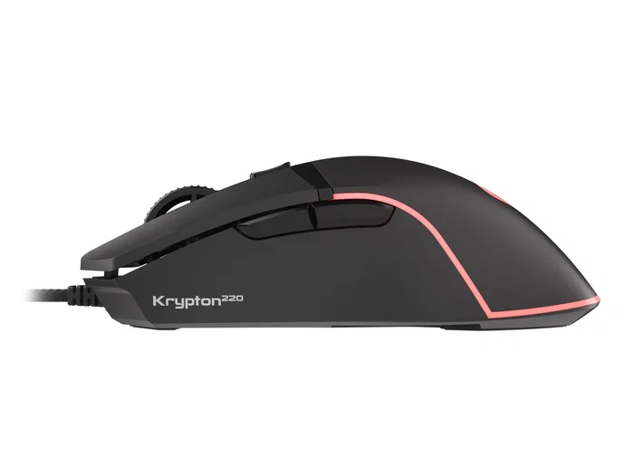 Genesis Krypton 220 Ratón Gaming Óptico para Mano Derecha, Cable USB Tipo A, 6400 DPI, 6 Botones Programables, Iluminación RGB PRISMO, Software para Macros, Diseño Ergonómico