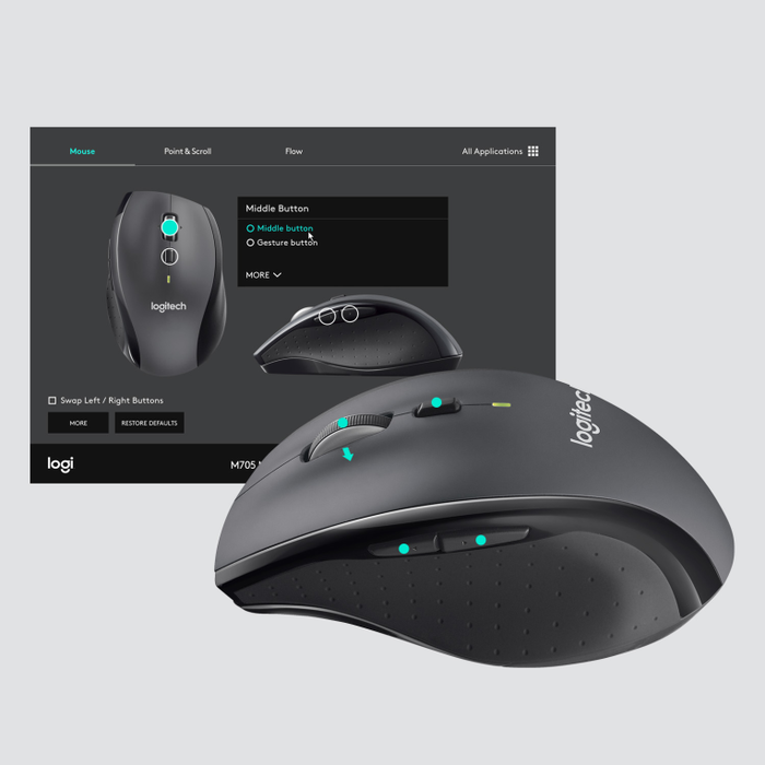 Logitech Marathon M705 Ratón Inalámbrico Carbón vegetal Logitech Marathon M705 Ratón Inalámbrico Carbón vegetal