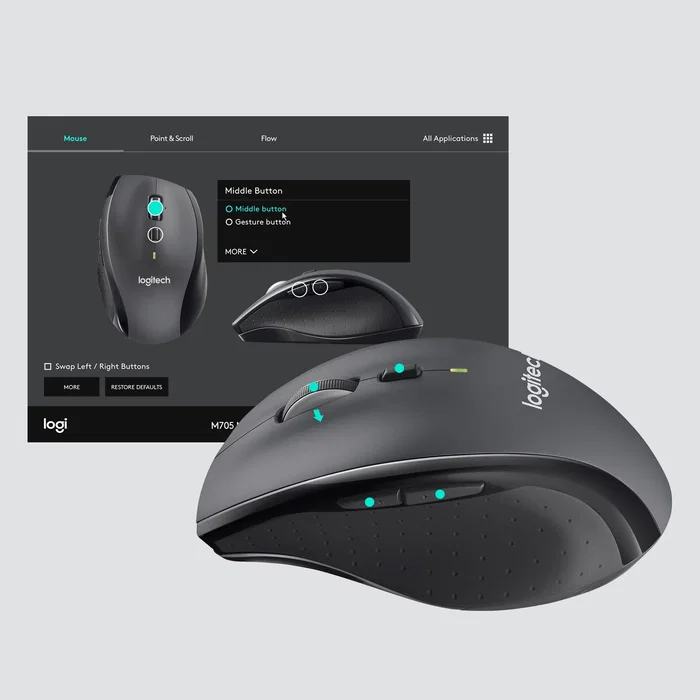 Logitech M705 Marathon Ratón Inalámbrico Carbón vegetal Logitech M705 Marathon Ratón Inalámbrico Carbón vegetal