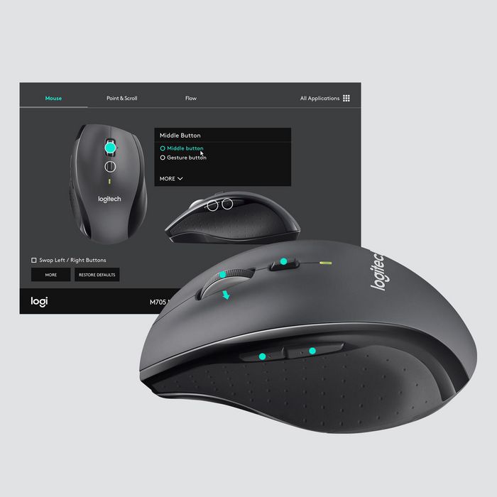 Logitech Marathon M705 Ratón Inalámbrico RF, Larga Duración de Batería 3 Años, Seguimiento Láser, Scroll Hiperveloz, Recibidor Unifying, Color Carbón Logitech Marathon M705 Ratón Inalámbrico RF, Larga Duración de Batería 3 Años, Seguimiento Láser, Scroll Hiperveloz, Recibidor Unifying, Color Carbón