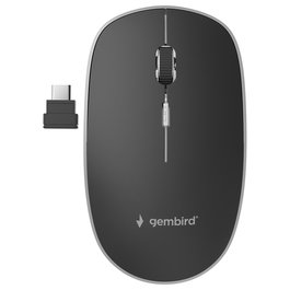 GEMBIRD MUSW-4BSC-01 Ratón Ambidextro Óptico RF Wireless + USB Type-C 1600 DPI Negro