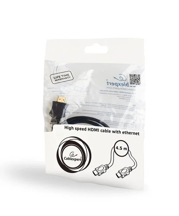 Gembird Cable HDMI CC-HDMI4L-15 de 4,5 m, 4K, Ethernet, Negro y Naranja