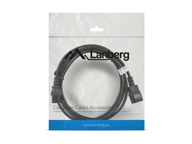Lanberg CA-C13E-11CC-0030-BK Cable Alargador de Alimentación 3 m Negro con Conectores IEC320 C13 (Hembra) y C14 (Macho) Certificación VDE