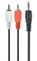 Gembird CCA-458-2.5M Cable de Audio Estéreo 2.5m, 3.5mm Jack Macho a 2x RCA Macho, Color Negro/Rojo/Blanco