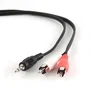 Gembird CCA-458-2.5M Cable de Audio Estéreo 2.5m, 3.5mm Jack Macho a 2x RCA Macho, Color Negro/Rojo/Blanco