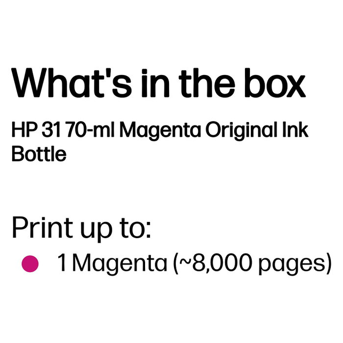 HP Botella de Tinta Original 31 Magenta 70 ml