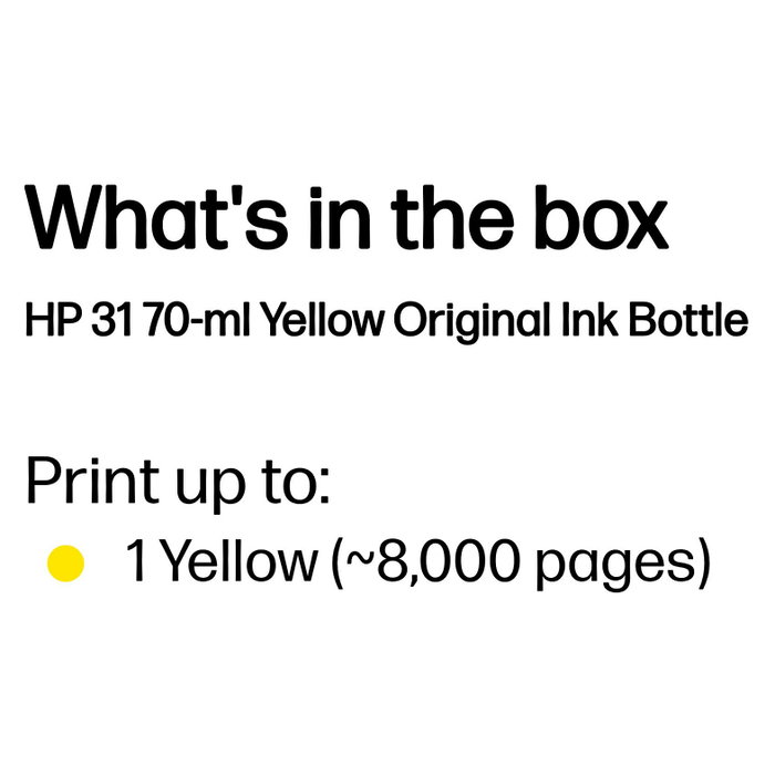 HP Botella de Tinta Original 31 Amarillo 70 ml para Smart Tank Series