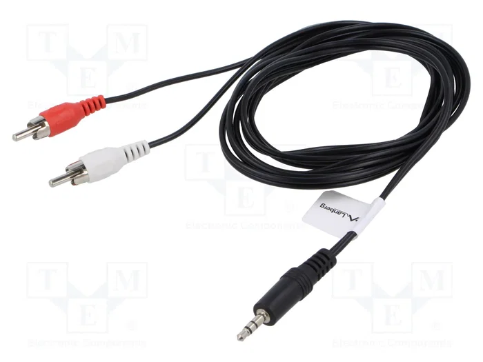 Lanberg CA-MJRC-10CC-0020-BK Cable Estéreo Jack 3,5mm a 2x RCA, 2m