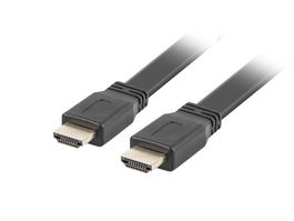 Lanberg Cable HDMI 2.0 Macho Macho Alta Velocidad con Ethernet, 4K UHD 60Hz, 18 Gb/s, 1.8 Metros, Plano, Negro, Conector Dorado, ARC, CEC