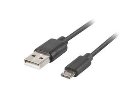 Lanberg Cable USB 2.0 Macho Micro USB a USB A, 1.8m, Negro, 480 Mbps, Compatible con Quick Charge 3.0, Conectores Bañados en Oro