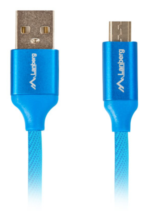 Lanberg Cable USB 2.0 a Micro USB 1,8m Azul CA-USBM-20CU-0018-BL