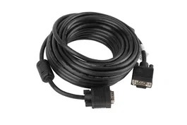 Lanberg CA-VGAC-10CC-0100-B Cable VGA Macho-Macho 10 Metros, Conectores VGA (D-Sub) Derechos, Negro, Con Núcleos de Ferrita, PVC