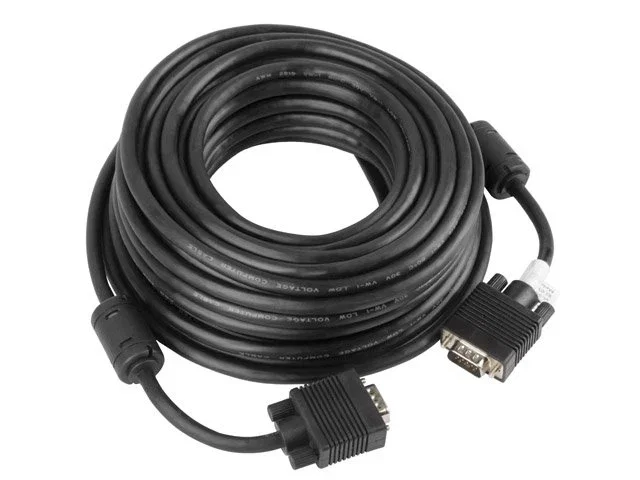 Lanberg CA-VGAC-10CC-0150-B Cable VGA Macho-Macho 15 metros con Núcleos de Ferrita, Negro