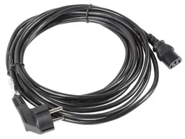 Lanberg Cable de Alimentación Schuko a CEE 7/7 IEC 320 C13, 10m, 220V 10A, Negro, Conector en Ángulo, Certificado VDE