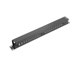 Lanberg Organizador de Cables Metálico 1U Tipo A Panel de Gestión Negro 19"