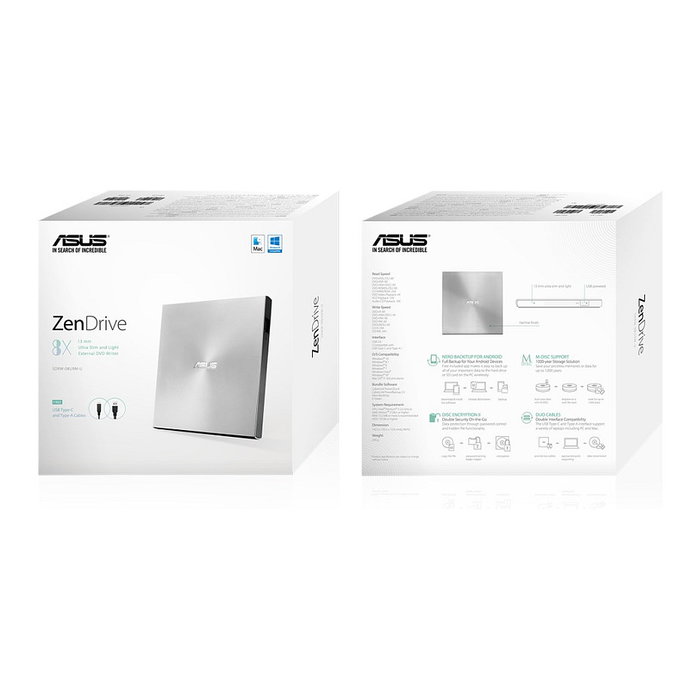 Asus ZenDrive U9M Unidad de DVD Externa Plata Asus ZenDrive U9M Unidad de DVD Externa Plata