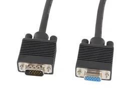 Lanberg Cable Alargador VGA (D-Sub) Macho a Hembra 1.8m Negro, Referencia CA-VGAC-10CC-0018-B+, para PC y Monitor