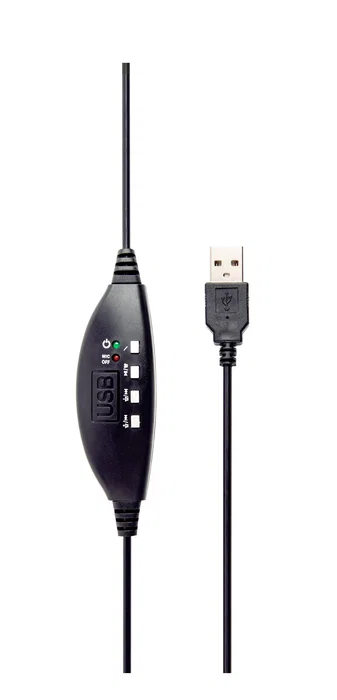 Gembird MHS-U-001 Auriculares con Micrófono USB, Estéreo, Diadema Circumaural Ajustable, Negro, Ideal para Música, Juegos y Llamadas