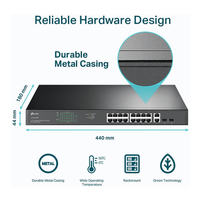 TP-Link TL-SG1218MP Switch Gigabit de 18 puertos con 16 puertos PoE+