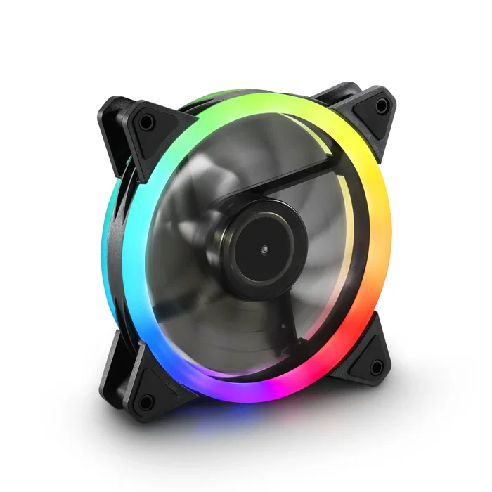Sharkoon Shark Blades PWM RGB Ventilador PC 120mm - Negro, 1.16mmH2O, 1400 RPM, 24.8 dB(A), Cojinete FDB, Cable 45cm, Iluminación Multi LED Personalizable (1 Pieza)