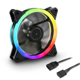 Sharkoon Shark Blades PWM RGB Ventilador PC 120mm - Negro, 1.16mmH2O, 1400 RPM, 24.8 dB(A), Cojinete FDB, Cable 45cm, Iluminación Multi LED Personalizable (1 Pieza)