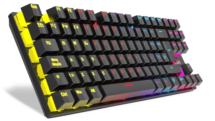 Krom Kasic TKL Teclado Mecánico Gaming Español Tenkeyless con Switches Red, Retroiluminación RGB Rainbow, Antighosting, 87 Teclas, Negro, USB
