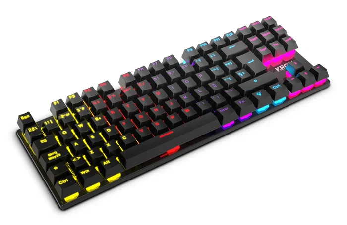 Krom Kasic TKL Teclado Mecánico Gaming Español Tenkeyless con Switches Red, Retroiluminación RGB Rainbow, Antighosting, 87 Teclas, Negro, USB