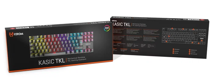 Krom Kasic TKL Teclado Mecánico Gaming Español Tenkeyless con Switches Red, Retroiluminación RGB Rainbow, Antighosting, 87 Teclas, Negro, USB