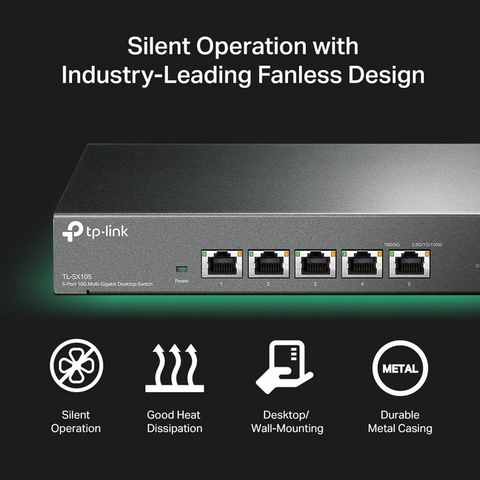 TP-Link TL-SX105 Switch de escritorio 5 puertos 10G Negro