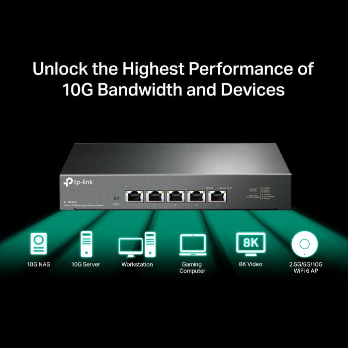 TP-Link TL-SX105 Switch de escritorio 5 puertos 10G Negro