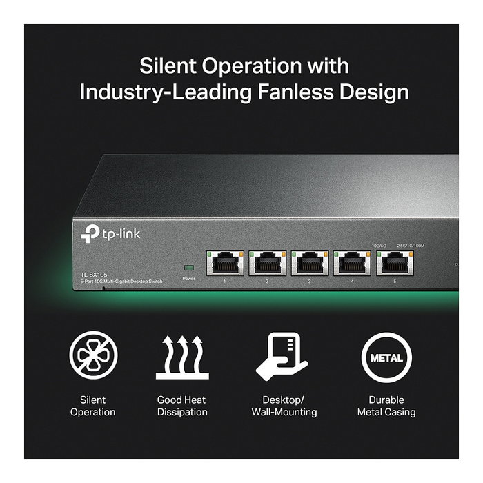 TP-Link TL-SX105 Switch de escritorio 5 puertos 10G Negro