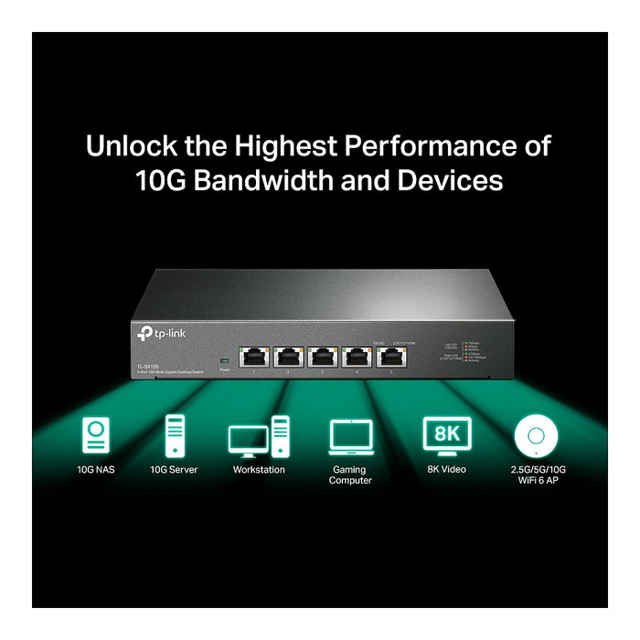 TP-Link TL-SX105 Switch de escritorio 5 puertos 10G Negro