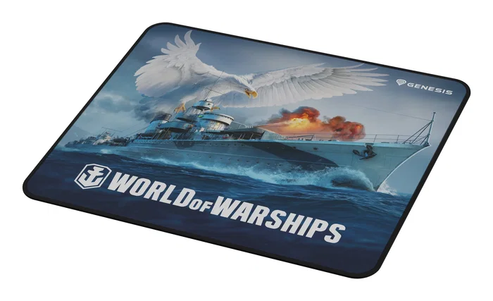 Genesis Alfombrilla Gaming NPG-1738 Carbon 500 World of Warships - Superficie Speed, Bordes Cosidos, Antideslizante, Resistente al Agua, 300x250mm - Incluye Código Bonus Exclusivo