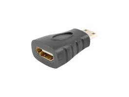 Lanberg AD-0037-BK Adaptador HDMI Hembra a HDMI Mini-C Macho, Conectores Chapados en Oro, 10.2 Gbit/s, Resolución 4K 3840x2160, Negro
