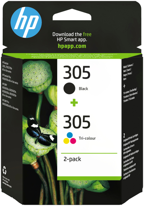 HP 305 Multipack de 2 Cartuchos de Tinta Original (Negro y Tricolor) HP 305 Multipack de 2 Cartuchos de Tinta Original (Negro y Tricolor)