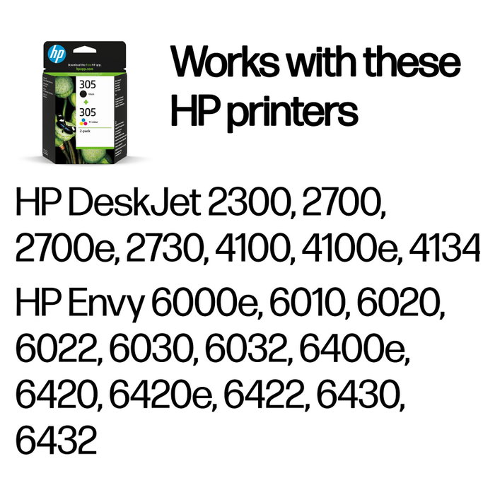 HP 305 Multipack de 2 Cartuchos de Tinta Negro y Tricolor HP 305 Multipack de 2 Cartuchos de Tinta Negro y Tricolor