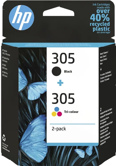 HP 305 Pack de 2 Cartuchos de Tinta Original (Negro y Tricolor) 6ZD17AE HP 305 Pack de 2 Cartuchos de Tinta Original (Negro y Tricolor) 6ZD17AE