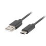 Lanberg Cable USB CA-USBO-20CU-0030-BK - Tipo C a USB A, 3 metros, USB 2.0, 480 Mbps, Contactos Chapados en Oro, Negro