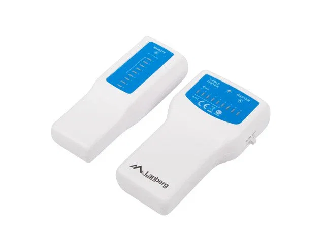 Lanberg NT-0402 Comprobador de Alimentación PoE para Cables de Red RJ-45 y RJ-11/RJ-12, Tester PoE Azul y Blanco