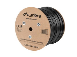 Lanberg Cable de Red Cat.6 UTP RJ45 para Exterior Bobina 305m Cobre Puro 250Mhz Negro