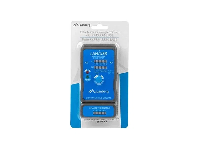Lanberg NT-0403 Comprobador de alimentación PoE RJ-11, RJ-45, USB