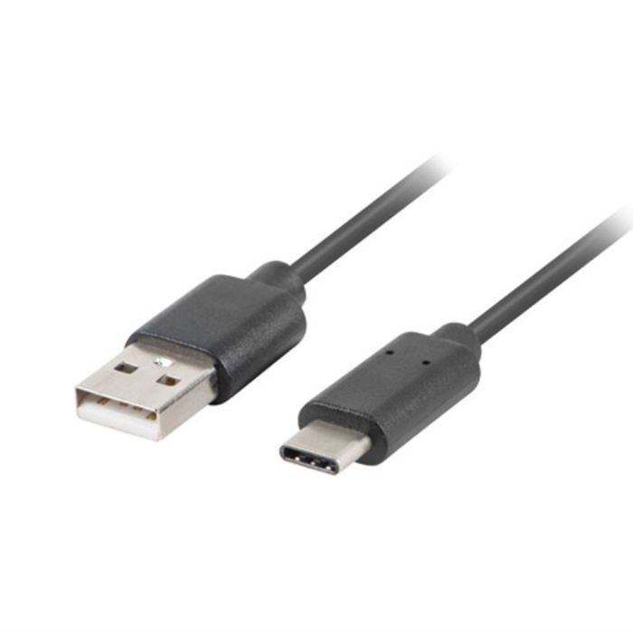 Lanberg CA-USBO-31CU-0018-BK - Cable USB Tipo C a USB A 1.8m, USB 3.2 Gen 1, Contactos Chapados en Oro, Negro