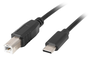 Lanberg Cable USB-C a USB-B 2.0 1,8m Negro CA-USBA-13CC-0018-BK