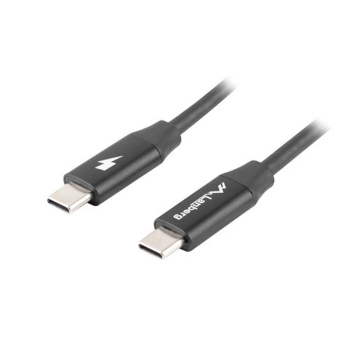Lanberg Cable USB Tipo C a Tipo C 0.5 m, USB 2.0, 480 Mbit/s, 60 W, Contactos Dorados, Negro, CA-CMCM-40CU-0005-BK