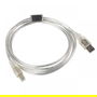Lanberg Cable USB A a USB B 2.0, 1.8 m, Transparente, Conectores Macho Chapados en Oro, Velocidad 480 Mbps, AWG 30