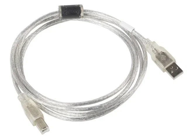 Lanberg CA-USBA-12CC-0018-TR Cable USB 2.0 USB-A Macho a USB-B Macho, Transparente, 1.8 Metros