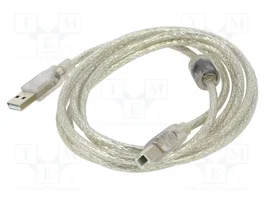LANBERG Cable USB 2.0 USB A a USB B, 1,8m, Transparente